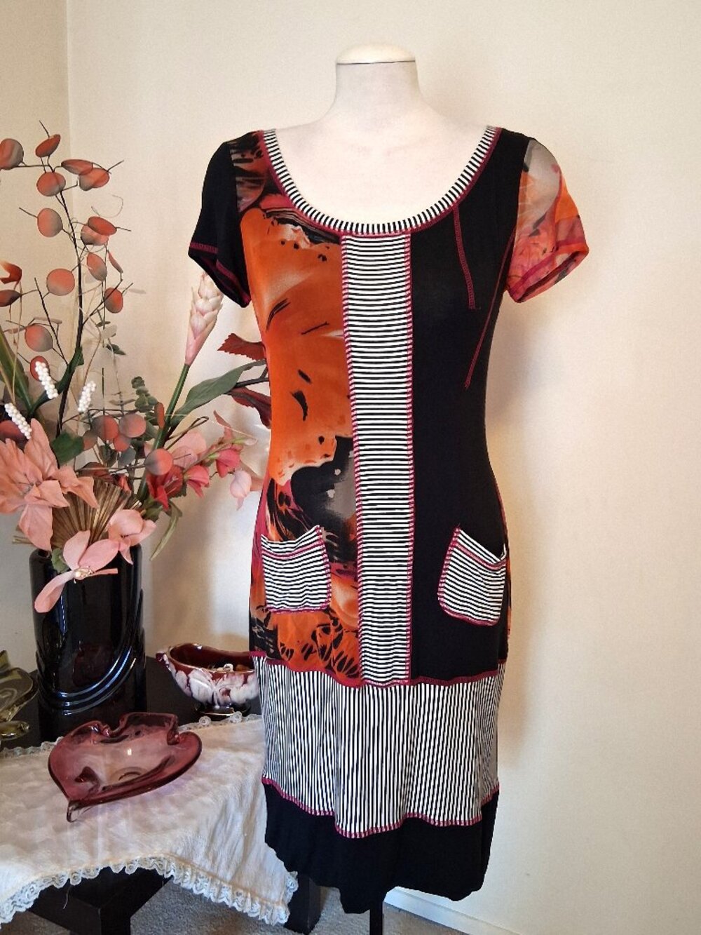 NWOT Oh la la! Well Tailored Artistic Design Patchwork Summer Dress 10